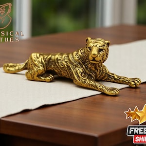 Mini Messing Tiger Figur | 3D Tier Statue Dekor | Metallstück Ornament | Kleiner Akzent im Vintage-Stil | Sammler Geschenk Idee