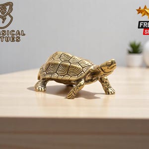 Home Brass Turtle Figurine | Mini Cute Tortoise Statue | Living Room Desk Decoration | Copper Charm Animal Sculpture Gift