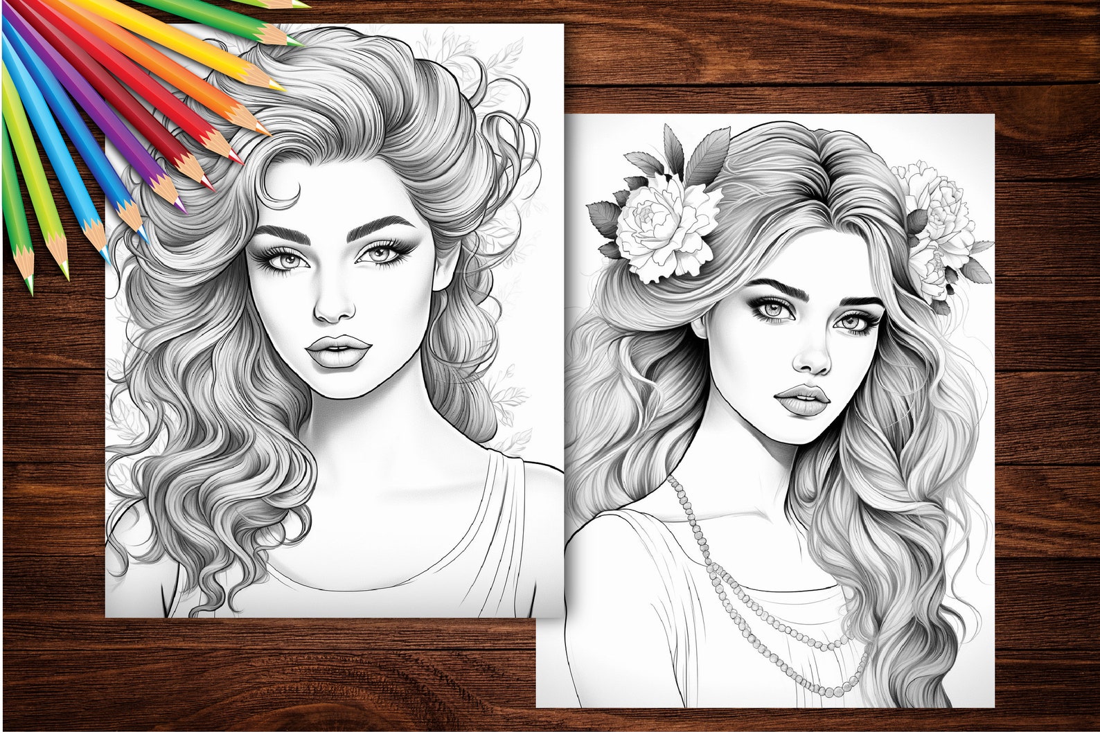 50 Pretty Lady Beautiful Women Coloring Pages With Book Cover Image ...