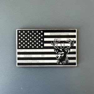 American Flag with Deer Patch, Hook and Loop - Digital Urban Camo