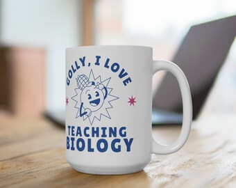 Tasse de café de professeurs de biologie J'aime enseigner la biologie | Bon sang, j'aime les choses | Mug professeur de sciences Teaching Science