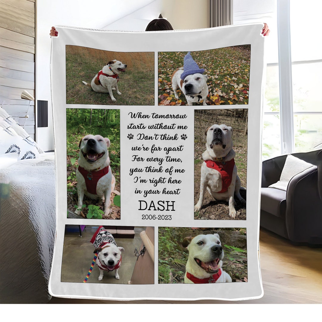 Dog Memorial Photo Collage Blanket, Personalized Pet Loss Gift, Pup ...