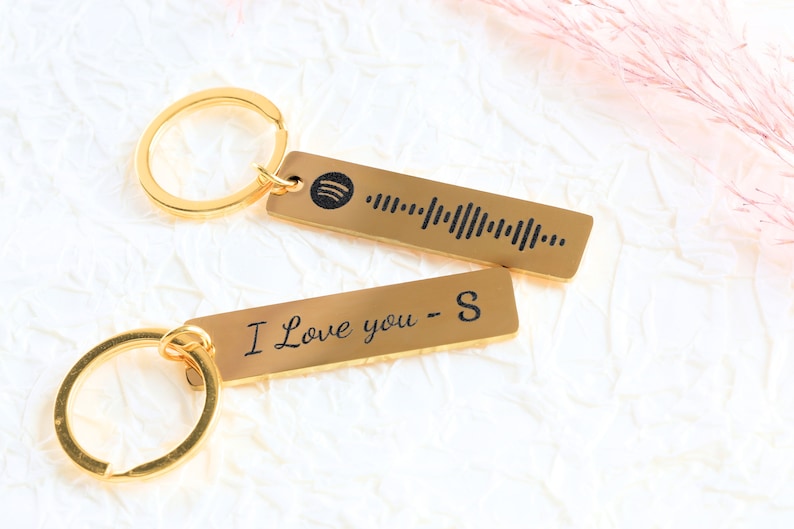 Personalised Keyring Anniversary gift Personalised Keychain Personalized Keychain Spotify Anniversary Gift Customizable Music afbeelding 2