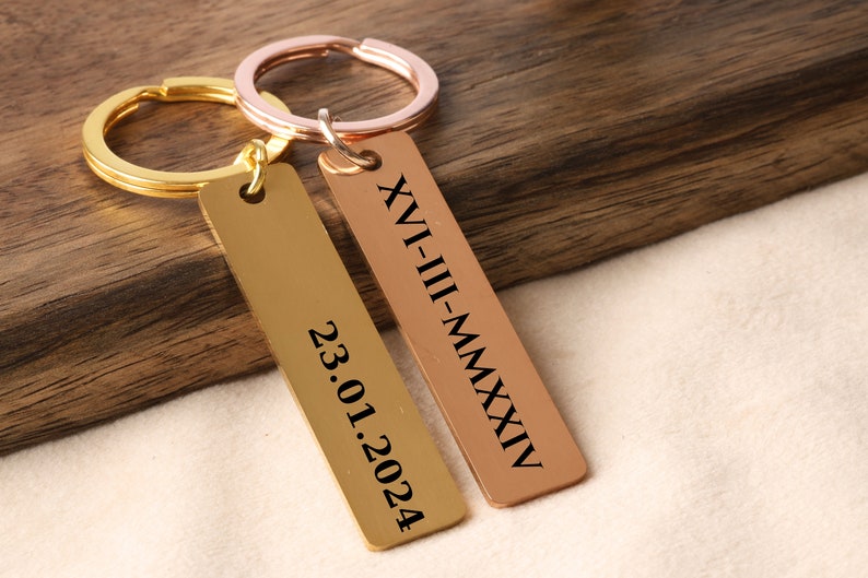 Custom key chain, Personalized key chain, engraved keychain, stainless steel rectangle keychain, Custom Bar Keychain, Safe driving keychain afbeelding 4