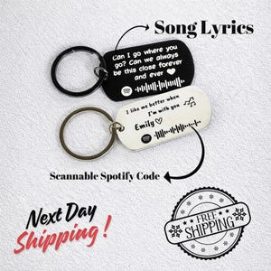 Portachiavi Spotify personalizzato con testi di canzoni: portachiavi musicale personalizzato e inciso con codice Spotify scansionabile per i tuoi brani preferiti!