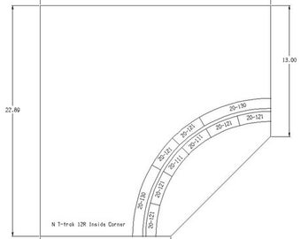 N-Scale T-Trak (Inside Corner 12" Radius) Flush Kits