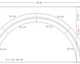 N-Scale T-Trak (End Cap 12" Radius) Depressed Kit
