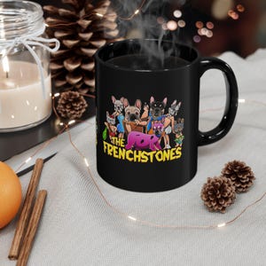 Taza, amantes de los bulldogs franceses, dibujos animados, familia, diversión, amigos, familia, regalo, té, café, linda taza de regalo de bulldog francés, dueño de mascota, amante de los animales, regalo, negro