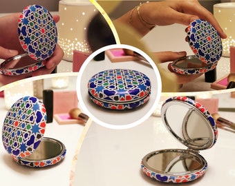 Pocket mirror, compact mirror, mirror for women, an exceptional gift l Hanging gift l Oriental makeup mirror gift