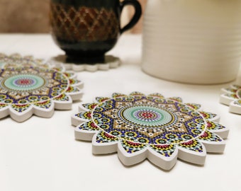 Sous-verre, Ensemble dessous verre décor méditerranées I Meilleur cadeau l Cadeau de pendaison l Cadeau pour la maison ,persan marocains