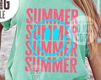 Smile Summer PNG / retro Summer png / Koszulka Summer Bum png Wzory sublimacji / Koszulka Smile Face png / plaża png dtf dtg cyfrowe pobieranie