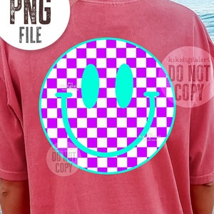 Bright Happy PNG / Checker Smile Face png, Bright colors PNG, Summer Vibes png, Distressed Bougie Mama Smile T-Shirt Design Digital Download