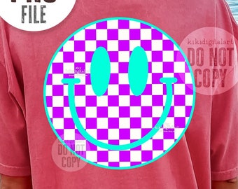Bright Happy PNG / Checker Smile Face png, Felle kleuren PNG, Summer Vibes png, Distressed Bougie Mama Smile T-Shirt Design Digitale Download