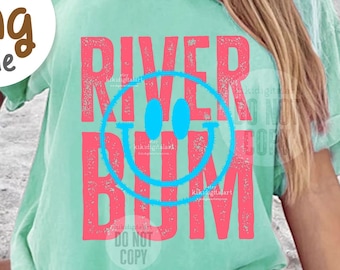 Retro River Bum PNG / Smile Summer Shirt png / River Vibes Sublimation Designs / Distressed River png / River Life png dtf digital download