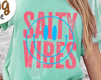 Smile Salty Vibes PNG / Summer png / Beach Bum T-shirt png Sublimation Designs / Smile Face png / Beach png Ocean Life png digital download