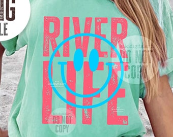 Smile River Life PNG / Summer png / River Bum png T-shirt Sublimation Designs / Smile Face Summer Shirt png, River png dtf digital download