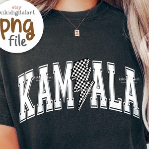 Retro Kamala PNG Download, 2024 Kamala Harris Shirt png Design, Lightning Bolt Kamala png, checkered Kamala png dtf design digital download