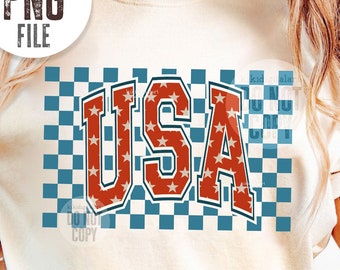 Distressed USA Png, Retro America Png, 4th Of July PNG Sublimation Design, Checkered America Png, Grunge Patriotic Png Digital Download