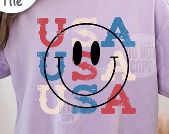 Distressed USA Face PNG / Retro USA Sublimation Designs / Summer png / 4th of July Shirt Transfer Digital Download / America png dtf dtg