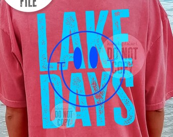 Lake Days PNG / Distressed Summer png / Lake Life png Sublimation Designs, Smile Face Lake Shirt png, Lake png Lake Bum png digital download