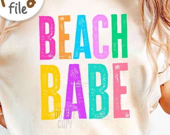 Beach Babe PNG / Neon Summer png, Beach Vibes png Sublimation Designs, Summer Shirt png, Beach Bum png dtf dtg transfer digital download