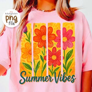 Summer Vibes Png, Floral Summer Sublimation Design, Watercolor Summer Png, Trendy Summer Shirt DTF Transfer Design, Digital Download
