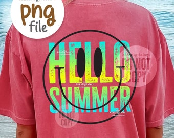 Smile Summer PNG / Hello Summer Sublimation Designs / Happy face shirt png, Distressed summer png / Beach png / Lake png, Ocean png download
