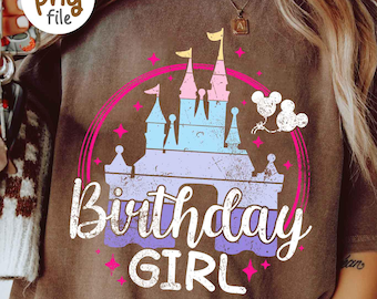 Magical Birthday Girl Png, Retro Birthday Shirt Png, Birthday Princess DTF Design, Mouse Ears png, Magical Castle Png Download
