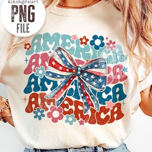 Coquette America Png, Floral 4 de julho Png, Retro America Png, Groovy Independence Day Png, arco dos EUA angustiados png design de sublimação dtf