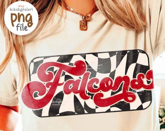 Retro Falcons Png, Checkered Falcons Mascot Png, Falcons Game Day Shirt Png, Football Png, Falcons Tailgate, Vintage Falcons Png Download