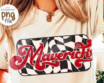 Retro Mavericks Png, Checkered Mavericks Mascot Png, Mavericks Game Day Shirt Png, Football Png, Mavericks Tailgate, Vintage Mavericks Png
