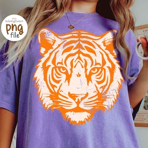 Vintage Tiger Gesicht Png, Retro Tiger Png, Fußball Maskottchen Png, Easy Tiger Png, Tiger Fan Oversized Shirt Png, Tigers Tailgate Png
