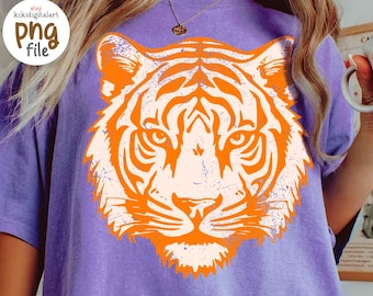 Vintage Tiger Face Png, Retro Tigers Png, Football Mascot Png, Easy Tiger Png, Tigers Fan Oversized Shirt Png, Tigers Tailgate Png