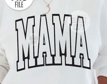 Outlined Mama PNG / College font Mama Shirt png Sublimazione / Distressed mama png / Retro mom png download digitale / file di sublimazione della mamma