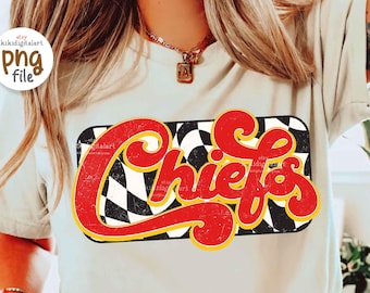Chiefs Png, Retro Checkered Mascot Png, Chiefs Game Day Shirt Png, Football Png, Baseball Png, Chiefs Tailgate Png, Vintage Chiefs Png
