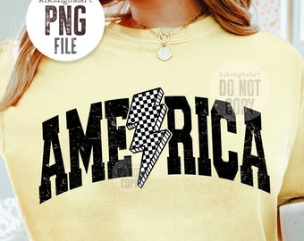 America Lightning Bolt PNG, Trendy USA Shirt png, 4th of July Png, America Sublimation Varsity America png dtf dtg transfer digital download