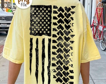 Offroad American Flag Png, Distressed Offroad Png, Retro Offroad USA Flag png, off-road adventure T-shirt Back Design Png DTF Download