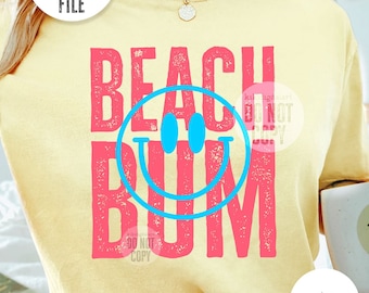 Smile Beach Bum PNG / Summer png / Beach Bum T-shirt png Sublimation Designs / Smile Face png / Beach png Beach Life png digital download