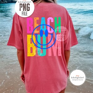 Smile Beach Bum PNG / Neon Summer png, Beach Babe png Sublimation Designs, Smile Face Shirt png, Beach Life png dtf dtg digital download