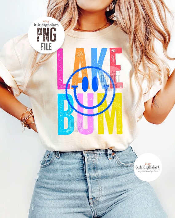 Lake Bum PNG / Neon PNG / Summer png / Lake Bum Sublimation Designs / Smile Face Shirt png / Lake png / Lake Life png digital download