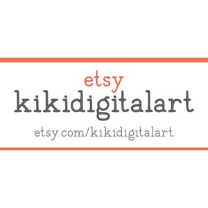 Op de afbeelding: Etsy shoplogo met de tekst "etsy kikidigitalart" en het websiteadres "etsy.com/kikidigitalart".
