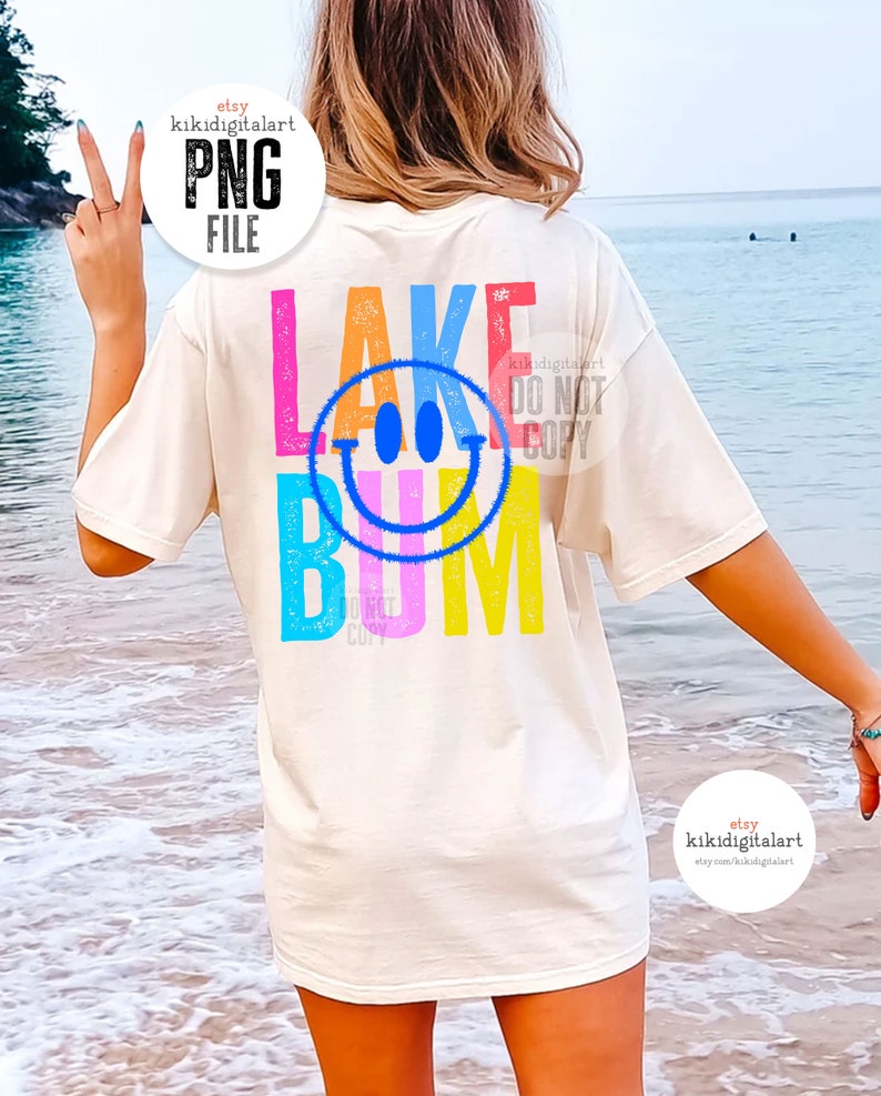 Lake Bum PNG / Neon PNG / Summer png / Lake Bum Sublimation Designs / Smile Face Shirt png / Lake png / Lake Life png digital download