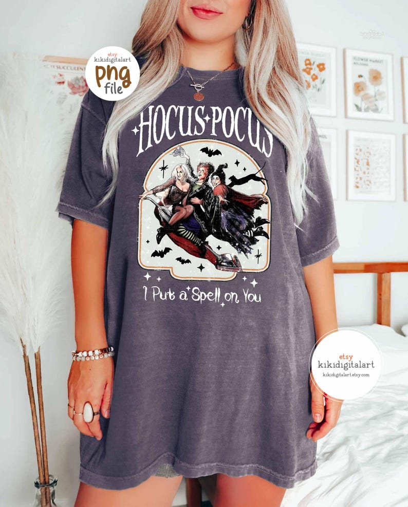 Hocus Pocus Sanderson Sister Png Digital Download, Trendy Halloween T-shirt Design, Fall Season DTF Transfer Designs