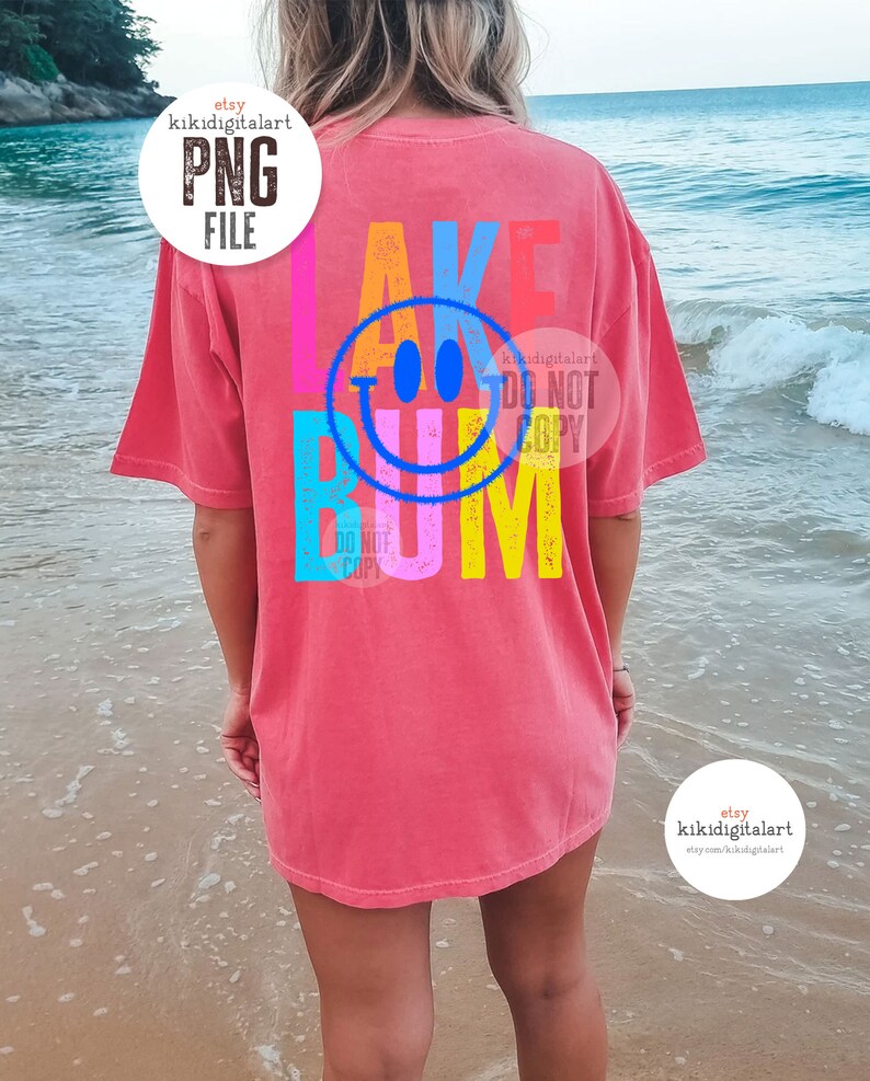 Lake Bum PNG / Neon PNG / Summer png / Lake Bum Sublimation Designs / Smile Face Shirt png / Lake png / Lake Life png digital download