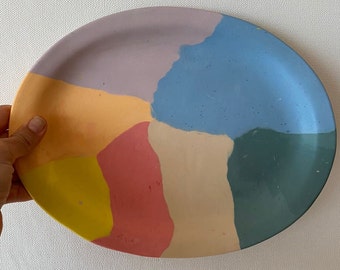 rainbow colour nerikomi plate