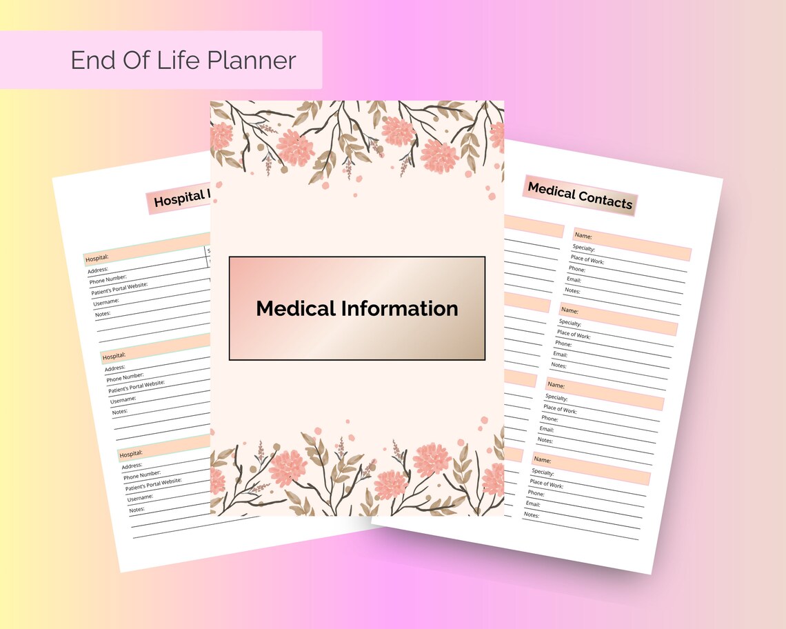 End of Life Planner Instant PDF Download Size A4 &amp; US Letter 101 Pages ...