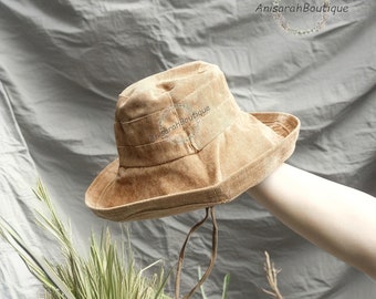 Summer Bucket Hat, Wide Brim Bucket Hat, Fisherman Hat, Unisex Sun Hat, Summer Hat, Basin Hat, Coffee Beach Hat, Customizable Corduroy Hat
