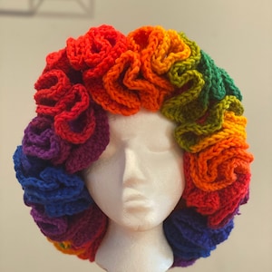 Crochet Rainbow Ruffle Hat