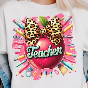 Teacher PNG, Back to School Png, Teacher Appreciation Png, First Day of School Png, Teacher Leopard png , Retro Teacher png, Apple Teacher