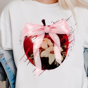 Retro Apple Png, Floral Apple Png, Coquette png,  Sublimation Design,Boho png, Back To School Png, T-Shirt Design, Digital Download Png